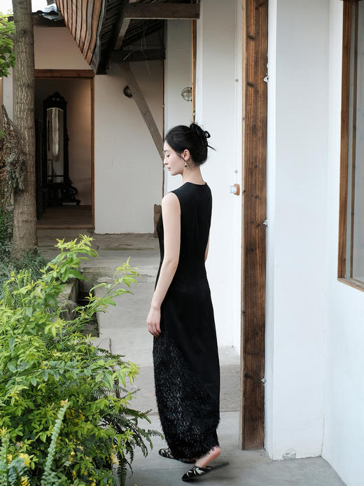 盛唐牡丹| 法式串珠重缎香云纱长裙 商品图9