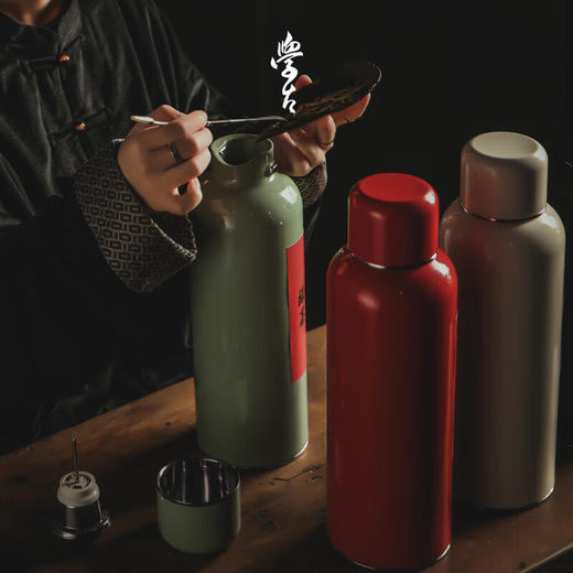 学古 一原传家壶 中式复古焖茶壶热水壶暖壶热水瓶家用保温1.6L 红色 1.6L 商品图8