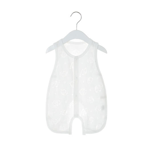 【轻薄透气，柔软舒适】婴儿琵琶衣 夏季宝宝背心包屁衣 女宝镂空连体衣 男新生儿夏无袖哈衣-QQ 商品图1
