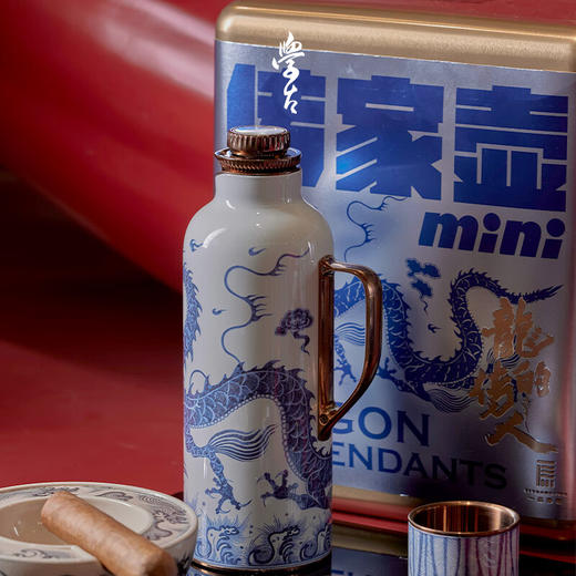 学古一原传家壶Mini·龙年限定礼盒 青花龙保温壶595ml 银青花龙Mini壶青花龙盖杯 595ml 商品图4