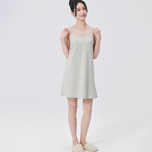 素道有机彩棉 女士吊带裙 纯棉无袖家居长裙 100%棉纯色背心裙 商品图3
