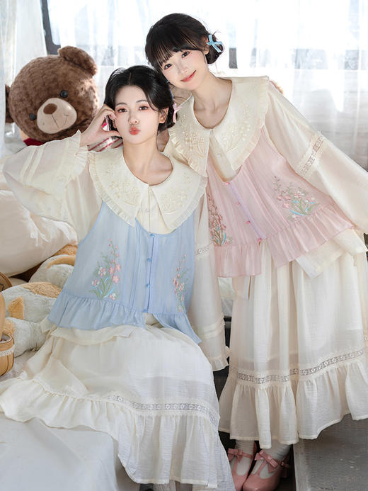 【重回汉唐晓梦翩翩】娃娃领衬衫马甲半身裙明制改良新中式汉服女 商品图3