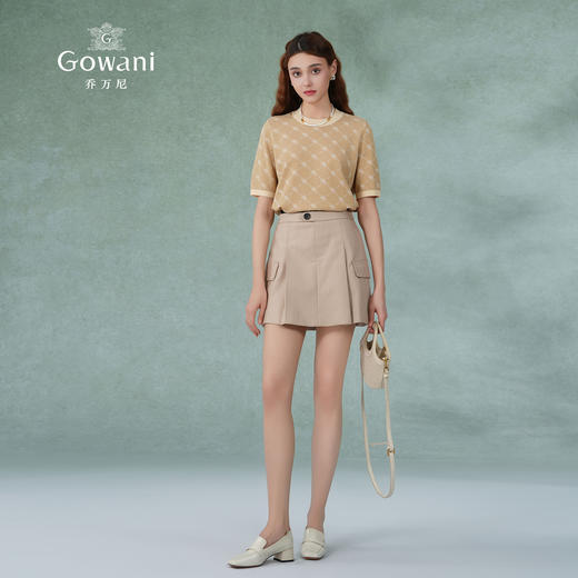 乔万尼新品针织短袖上衣时尚设计感圆领EM2M895 商品图2