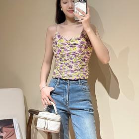 洛诗琳05355清新印花吊带2025夏季新款气质打揽真丝吊带22173