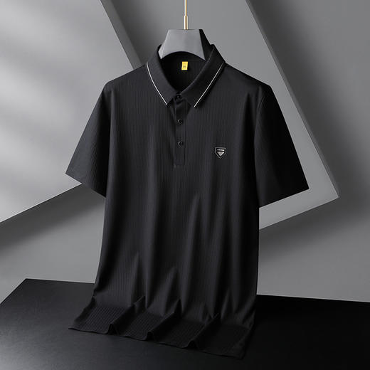 【冰丝】【DG】大依优型大码休闲纯色Polo衫冰丝凉感翻领百搭半袖体恤夏季胖子上衣 商品图2