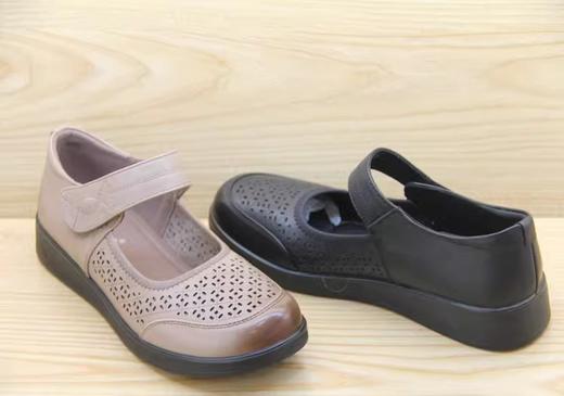 豪行2023年夏23294365真皮透气镂空冲孔平底休闲鞋超轻盘带粘扣女 商品图2