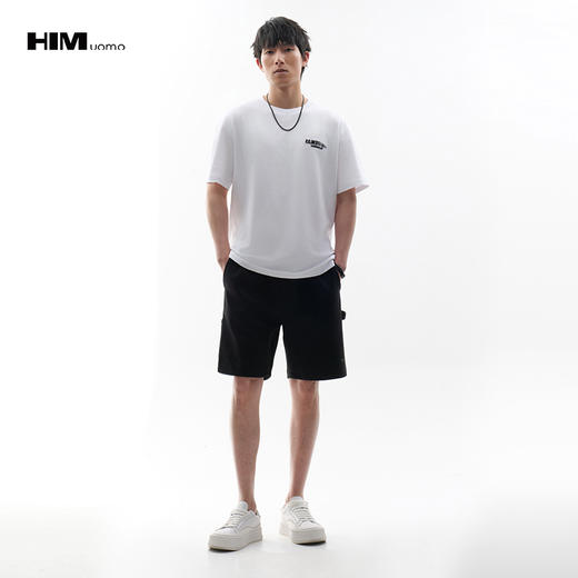 HIM漢崇 舒适百搭休闲短裤简约滴胶字母宽松五分裤男 2026夏季 商品图1