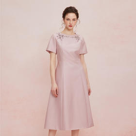 QF840斯尔丽2025新款气质轻奢法式钉珠修身放摆宴会礼服显瘦显高连衣裙