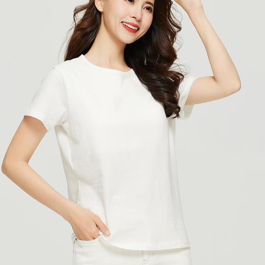 素道有机彩棉纯棉胸垫内衣免穿胸罩T恤衫 有机认证100%棉纯色短袖 商品图4