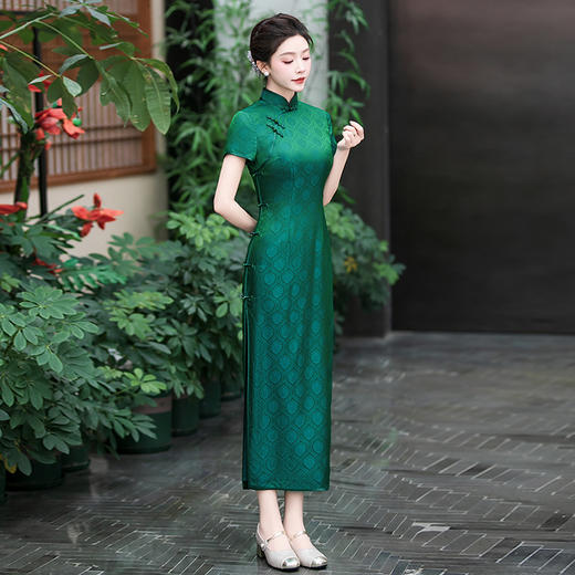 WX-25002春季新款真丝旗袍中式桑蚕丝连衣裙手工缝制送考宴席日常可穿 商品图1