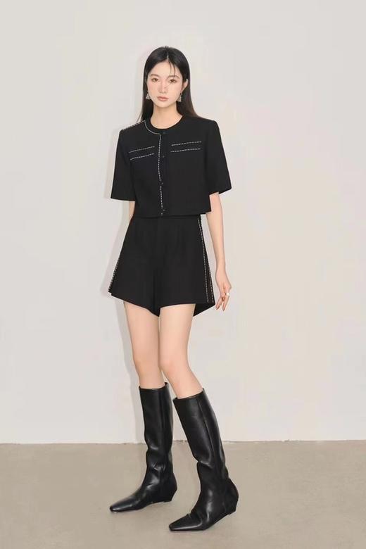 ESTELLICA 黑色小香风圆领外套短裤套装 18202 商品图2