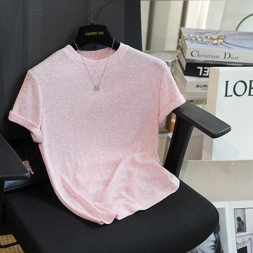 花纱肌理感弹力舒适修身显瘦短袖T恤女针织衫上衣2025春夏！ 商品图5