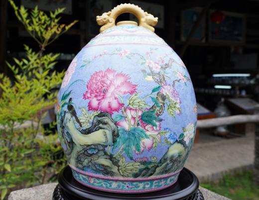 紫色扒花花鸟如意尊 商品图0