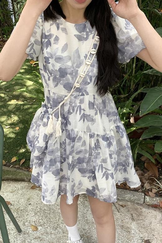 Stay2Weeks 圆领泡泡袖山水画连衣裙 18216 商品图1