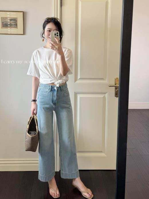 随身携带你的风景 | 发光的你 全工艺烫细钻精梳棉宽松休闲tee 米白色 商品图3