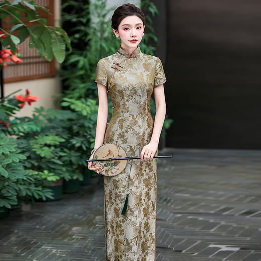 WX-2025春季新款真丝旗袍中式桑蚕丝连衣裙手工缝制送考宴席日常可穿 商品图4