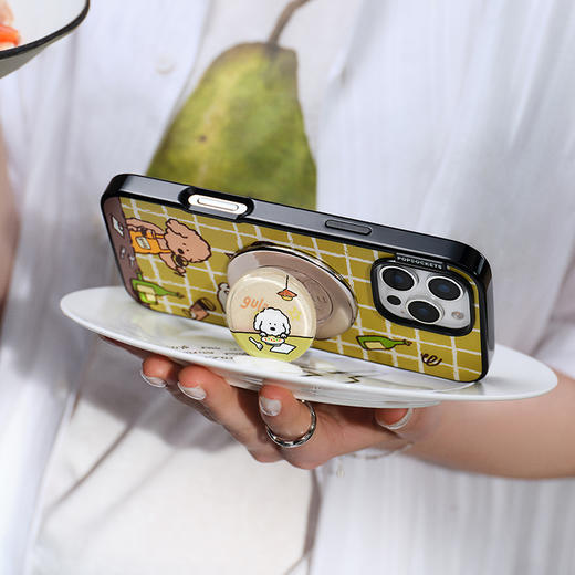 【上菜了! À Table!】小狗当家 PopSockets x gula 联名系列 POPGRIP泡泡骚手机粘贴式气囊支架 Tidepool流沙系列 黄色 小狗 卡通 商品图1
