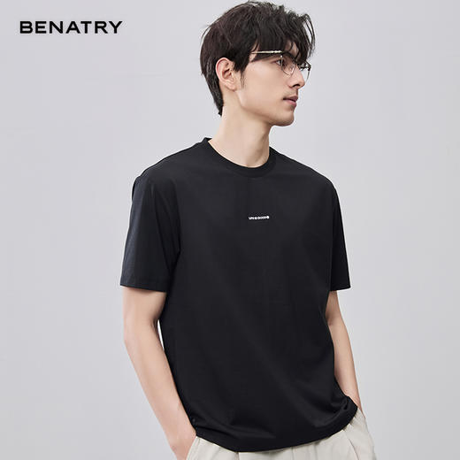 贝纳川字母刺绣圆领短袖T恤ECF214119 商品图1