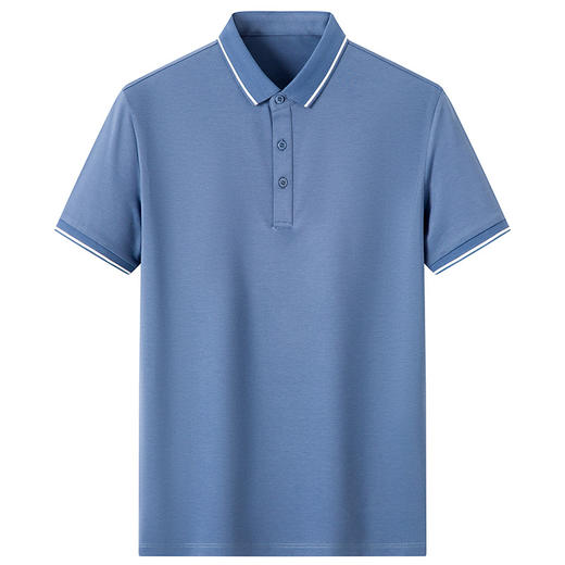 桑蚕丝短袖t恤 男士夏季新款时尚简约翻领纯色薄款polo衫男装 商品图4