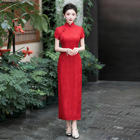 WX-ZS-25011春季新款真丝旗袍中式桑蚕丝连衣裙送考宴席日常 ZS-25011