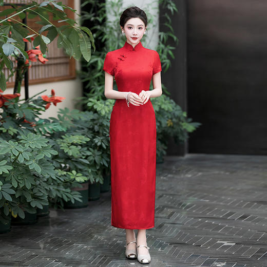 WX-ZS-25011春季新款真丝旗袍中式桑蚕丝连衣裙送考宴席日常 ZS-25011 商品图0