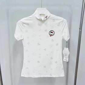 日单 高尔夫女士 印花短袖T恤立领 修身版型速干透气 爱心三叶草图案