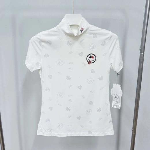 日单 高尔夫女士 印花短袖T恤立领 修身版型速干透气 爱心三叶草图案 商品图0