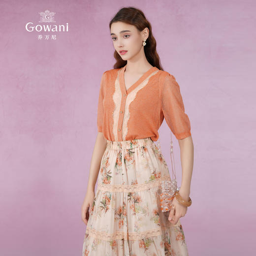 乔万尼针织衫短袖女夏季薄款拼接设计感EM2M856 商品图1