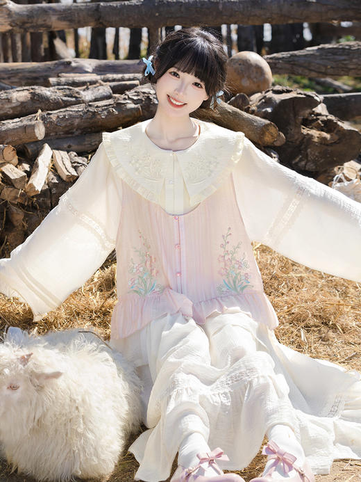 【重回汉唐晓梦翩翩】娃娃领衬衫马甲半身裙明制改良新中式汉服女 商品图2