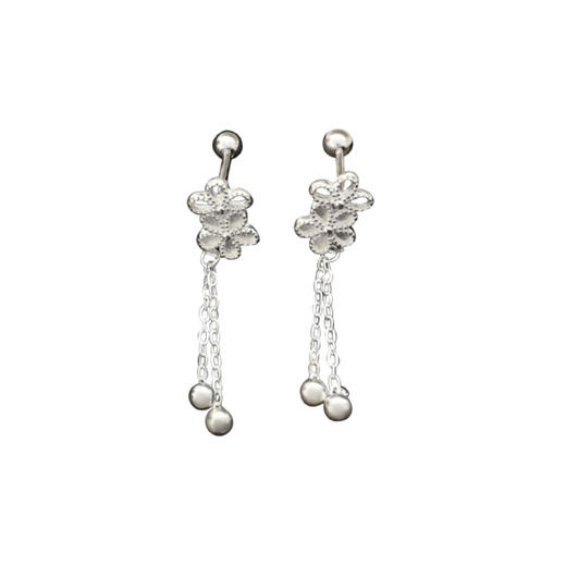 【蝶恋春雪】999纯银拉丝镂空蝴蝶耳钉【JHY-E000927B】 商品图4