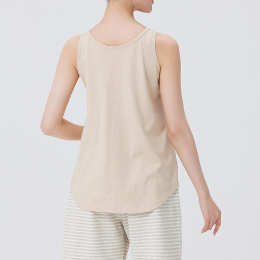 素道有机彩棉女士无袖胸垫背心 免穿内衣运动衫 纯色固定胸垫内衣 商品图3