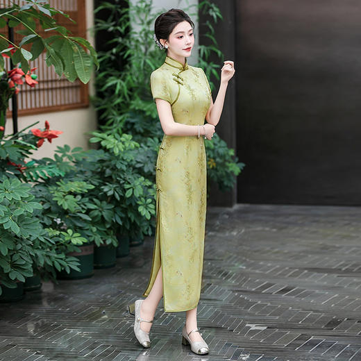 WX-2025春季新款真丝旗袍中式桑蚕丝连衣裙手工缝制送考宴席日常可穿 商品图1