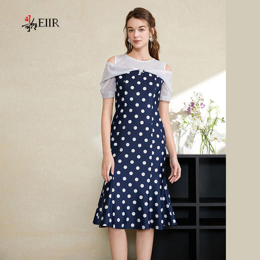 司歌波点鱼尾裙连衣裙紧身短袖显瘦A911100X 商品图0