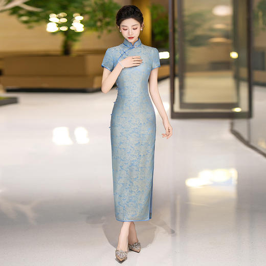 WX-2025春季新款真丝旗袍中式桑蚕丝连衣裙手工缝制送考宴席日常可穿 商品图1