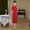 WX-25015春季新款提花真丝旗袍中式桑蚕丝连衣裙手工缝制订婚宴席日常 商品缩略图0
