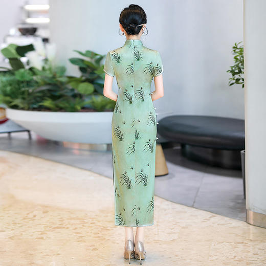 WX-ZS-2506春季新款真丝旗袍中式桑蚕丝连衣裙手工缝制送考宴席日常可穿 商品图3