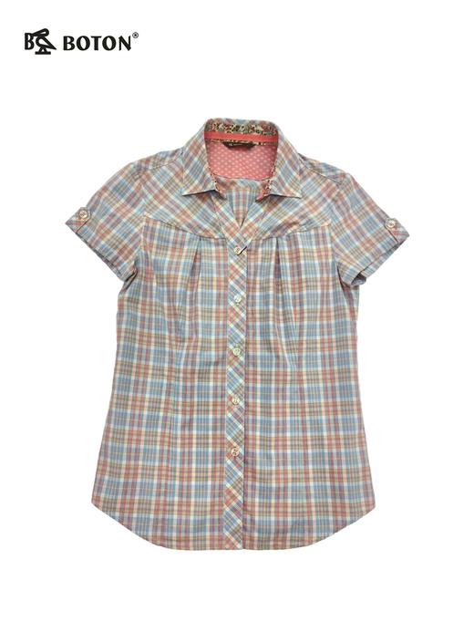 【第2件半价！尾货清仓不退换】波顿女士夏季休闲格仔短袖衬衫LS751216 商品图4