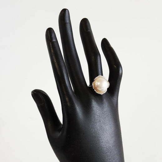 【天然正品】AU750白金镶钻镶天然马贝海水珍珠戒指14号（戒圈可改）女士现售价：3880！220325AH48 商品图7