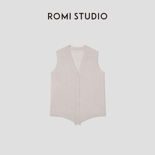 ROMI STUDIO“松弛纽约”100可机洗羊毛花纱V领针织马甲RW24ASG0382【发货时效25天】 商品图0