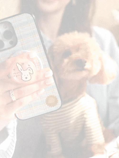 【上菜了! À Table!】春日小狗·MagSafe圆啪嗒 PopSockets x gula 联名系列 MAGSAFE磁吸手机气囊支架 Round圆啪嗒系列 白色 小狗 格纹 卡通 商品图2