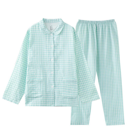 【双层纱长袖长裤家居服】全棉双层纱家居服糖果纯棉睡衣套装长袖情侣家居服 商品图7