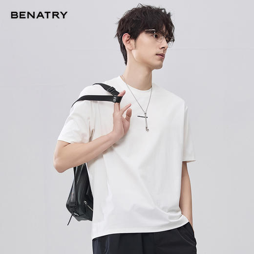 贝纳川字母刺绣圆领短袖T恤ECF214119 商品图5