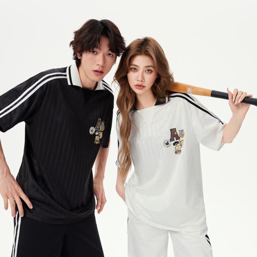 YKYB黄子韬POLO衫情侣装街头潮流学院风透气吸湿时尚复古混纺足球条纹上衣Y52NPL057 商品图4