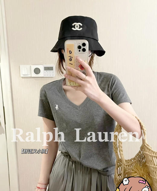 福利价赵露丝同款V领纯棉短袖t恤 商品图7