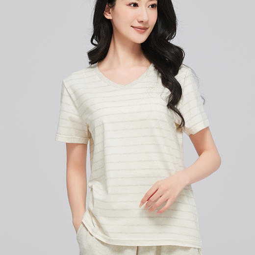 素道有机棉女士夏季薄款家居服 有机认证短袖套装 100%棉长袖长裤 商品图1