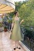 Le Malene 豆绿色方领泡泡袖连衣裙 18199 商品缩略图2