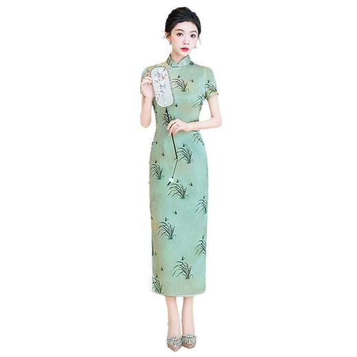 WX-ZS-2506春季新款真丝旗袍中式桑蚕丝连衣裙手工缝制送考宴席日常可穿 商品图4