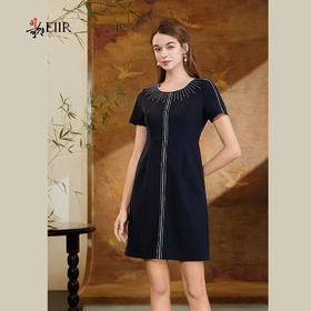 司歌休闲v领短袖连衣裙A911146X