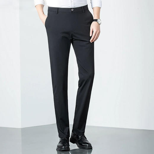 半身缘男裤 春夏弹性直筒修身弹力冰丝薄款西裤251301B10303719 商品图0