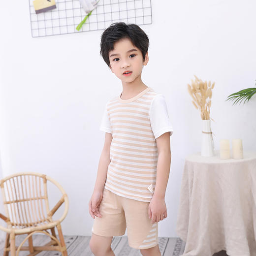 断码清仓 素道有机纯棉童装 男女圆领透气网眼T恤 夏季儿童短裤 商品图2